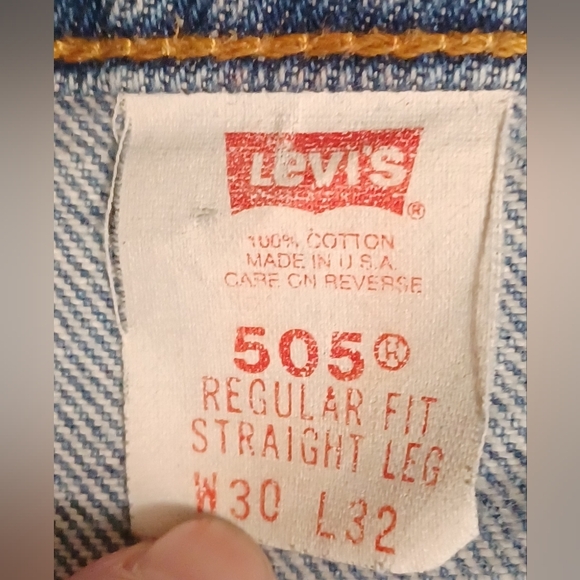 Levi's 505 Men's Straight Lrg Classic Fit Blue Denim Jeans - Vintage 90s - Picture 7 of 7